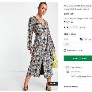ASOS EDITION diamond belted wrap midi dress in sequin
